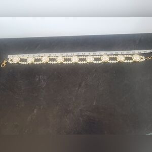 Vintage Gold-Tone & Faux Pearl Double-Strand Statement Belt